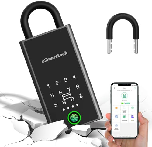 Anweller Smart Schlüsseltresor, Schlüsselsafe Elektronisch mit Fingerabdruck Zahlencode, Schlüsselkasten mit Bügel Wetterfest für Haus Garage Büro Wohnung, Ferienunterkunft