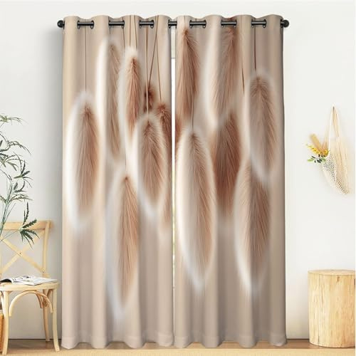 140Anx225Al Cm Cortinas Aislantes Blackout, Cola De Felpa Bronceado Vintage Simple Cortinas De Drape, 2 Paneles, Decoración para El Hogar para El Dormitorio Y La Sala De Estar