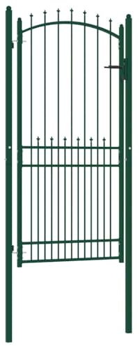 Éléments de clôture - Portail de clôture avec pointes en acier - 100 x 200 cm - Vert - Pour jardin, cour, terrasse