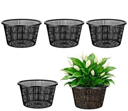 XZHDNLY 5 Piezas Cestas para Plantas Acuáticas, Macetas de Malla Transpirable para Estanque, Contenedores de Plástico para Plantas de Estanque, Orquídeas de Jardín