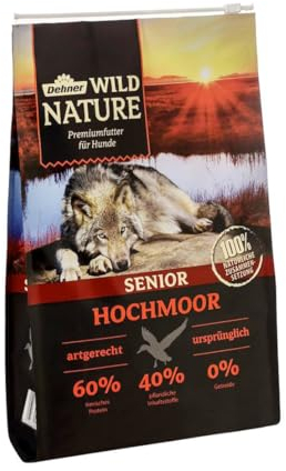 Dehner Wild Nature Hundetrockenfutter Senior Bergweide | getreidefrei | natürliches Hundefutter mit Ente | Premium Trockenfutter | für sensible, ältere Hunde | hoher Fleischgehalt | sensitiv | 4 kg