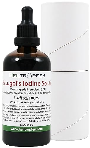 Lugolsche Jodlösung 7% 100 ml | Inhaltsstoffe in pharmazeutischer Qualität | 21% Lugols liquid Formulierung | 7 Prozent elementares Jod und 14% Kaliumjodid | Heiltropfen®