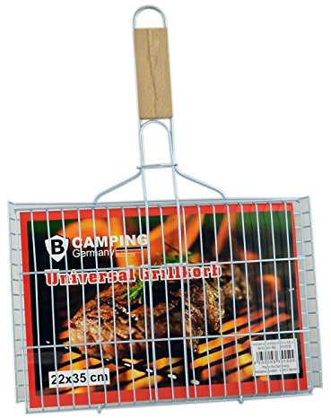amara-global Grillkorb 22x35 cm Fischbräter Fischgriller Grillwender Gemüse Burger Patty