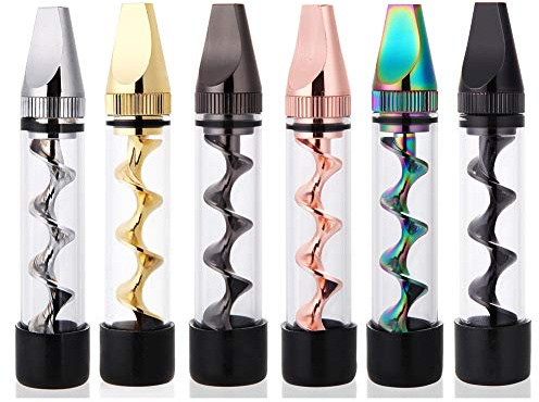 nulala Twisty glass blunt tube kit, twisty glass blunt glass spiral smoke pipe blunt flat mouth mini spiral toasting hood