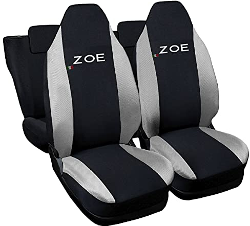 Lupex Shop Autositzbezüge kompatibel mit ZOE, Made in Italy, Polyestergewebe, komplettes Set für Vorder- und Rücksitze (Schwarz - Hellgrau)