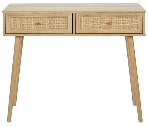 HOME DECO FACTORY - Console en Bois avec 2 Tiroirs pour Entrée ou Salon - Design Élégant et Pratique - Dimensions 100x81x29 cm - Couleur Beige - Modèle Bali