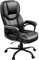 Yaheetech Chefsessel ergonomisch Bürostuhl Computerstuhl Hoher Rücken Schreibtischstuhl Drehstuhl Polsterung Höhenverstellbarer Office Stuhl Kunstleder Schwarz