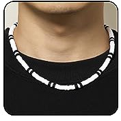 Sora Tuki Puka Shell Necklace Men Surfer Necklace Brown Coconut Shell Necklace Beads Necklace for Men Seashell Conch Beach Necklace for Women Heishi Necklace Summer Jewelry