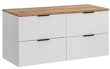 ADEL White Meuble de lavabo double avec plan de travail ou lavabo encastré 120 cm