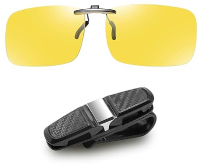 DAJOOEE Blendfreie Nachtfahrbrille für Männer und Frauen, Nachtsichtbrille mit Auto-Sonnenbrillenhalter zum Fahren bei Nacht, gelb