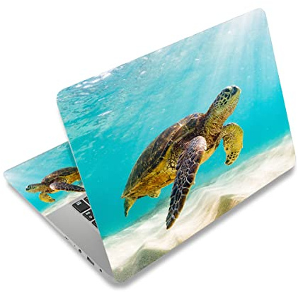 Mibbxea Autocollant en Vinyle Réutilisable pour Ordinateurs Portables 12,1-15,6,Décoratif,Résistant à l'eau et aux Rayures,pour 13,3 14 15 PC Portable et Netbook (048 Tortue de Mer)