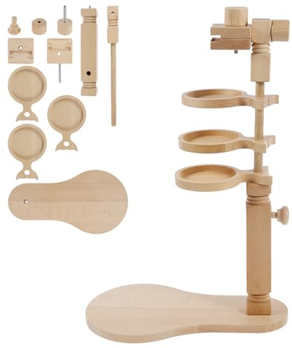 TNTGMG - Soporte de punto de cruz de madera con soporte de bordado giratorio, altura ajustable de 38,5 a 45,7 cm, soporte de bordado para mesa de madera