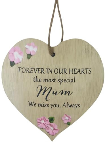 Tivleed Regalos de duelo para mujeres, adorno conmemorativo de corazón, recuerdo de duelo de condolencias, adorno de madera para tumba, decoración de recuerdo, 7,3 x 6,8 x 0,3 cm