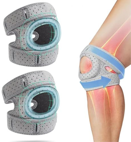 beseloa Genouillère Professionnelle pour Homme et Femme, Genouillère Ortho, Réglable Genouillères Ortho Rotule pour Les Coureurs,Tennis, Arthrite Rotule (1 Paire, Gris)