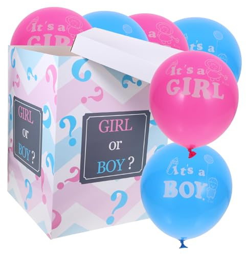 PRETYZOOM Caja Revelación Género Globos Azul y Rosa Papel Decorativo Para Fiesta Baby Shower Niño o Niña Kit 1 Set 3 Globos Rosa Decoración Revelación Ñiño