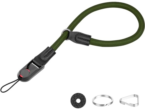 HOTUT Kameraarmband, klätterrep, kamerahandledsrem med snabbkoppling, snabblås för fotografer, nylonrep kamera handledsrem för SLR DSLR digital spegelfri kamera (armégrön)