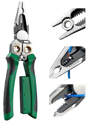 Wxeadu 8 in 1 Wire Stripper, Wire Strippers Electrical, Multi-Function Cable Stripper, Wire Cutter with Voltage Tester, Electricians Pliers, Electricians Tools for Cutting and Pulling Pliers
