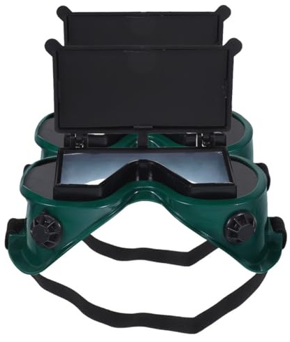 Healvian Lot de 2 Lunettes de Sécurité à Double Rabat pour Soudeur, Verres Clairs Anti-buée, Protection Étincelles et Impacts, Ajustables, pour Soudage et Travaux Industriels