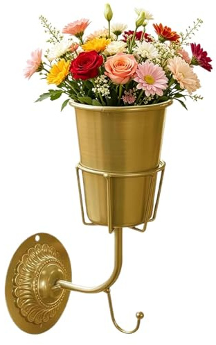 Jarrón de pared vintage | Contenedor de flores con gancho - Soporte de pared para plantas de interior - para el hogar, apartamento, entrada, dormitorio, cocina, baño, balcón, oficina, exterior e