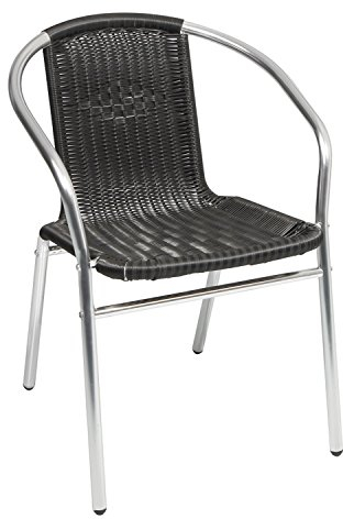 Mojawo Rattansessel Aluminium/Polyrattan Bistrostuhl stapelbar Stapelstuhl Campingstuhl Gartenstuhl Küchenstuhl Balkonmöbel Gartensitzmöbel Silber/Schwarz