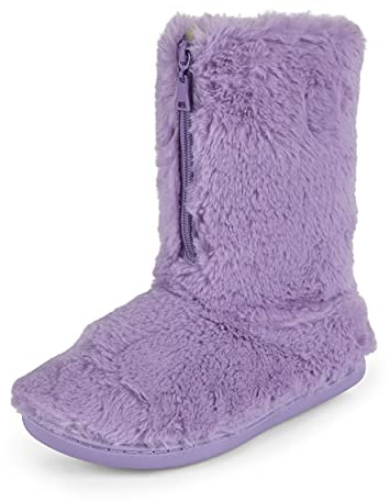 Polar Cremallera de espuma viscoelástica cubierta de piel sintética suela de goma interior exterior acogedor zapatillas de bota de lujo para mujer - Púrpura - 42