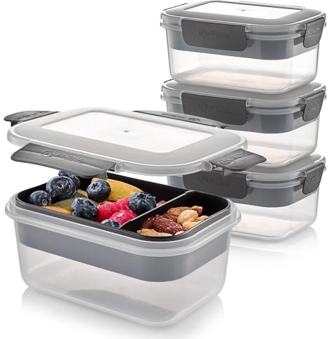 Alpha Designs | Lunch Box Food Containers 3 Pack with Bento Tray and Lids Meal Prep Containers Reusable | 1100ml