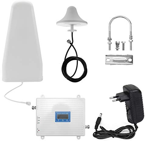 Amplificador Señal Weytoll 110-220V Amplificador de Triple Banda 900 1800 2100 GSM DCS WCDMA 2G / 3G / 4G LTE Universal Booster de Señal Inteligente Kit Repetidor