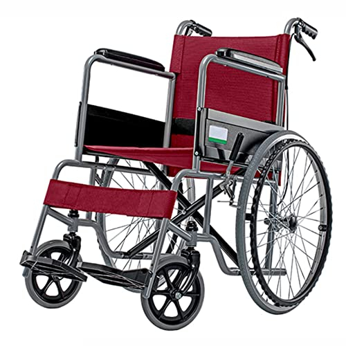 Sedia a Rotelle per Anziani,Pieghevole Leggera ad Autospinta,Scooter Mobilità,Trasporto Che Guida Forniture Mediche,Ortopedica,Seduta 45 cm,per Adulti,Portatori di Handicap E Disabili ( Color : Red )