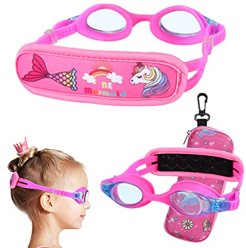 RUIGAO Kids Swim Goggles Age 2-6, Toddler Goggles No Hair Pull,UV Protection/Anti Fog/Padded HeadBand