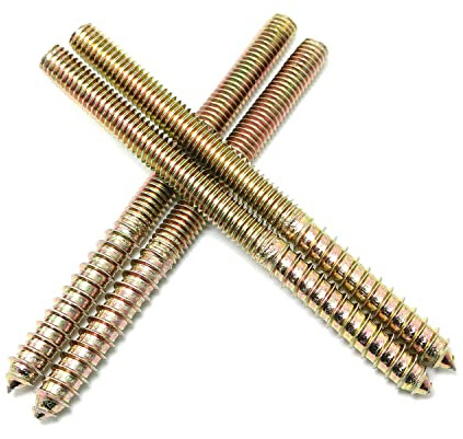 Pro Bamboo Kitchen 6pcs Self-Tapping Screw Hanger Bolts 3/8-16 x 5 Hanger Bolts Double Headed Bolts for Furniture Wood Joint