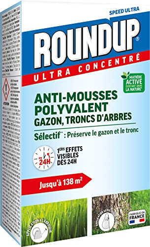 ROUNDUP RMOUSS250 Anti-mousses Concentré Gazon et Troncs d'Arbres 250 ml