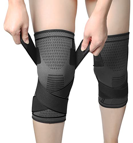 MILAIUN Kniebandage für Männer Damen, Kniestütze Sport 2er set, Knieschiene zur Stabilisierung, Rutschfeste Atmungsaktiv Knieorthese, für Laufen, Fußball, Baseball, Radfahren, Wandern, Volleyball
