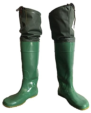 Watstiefel 60 cm hohe wasserdichte Hüftwatstiefel, PVC-Jagd- und Angelstiefel, Outdoor-Abenteuer-Regenstiefel for Herren und Damen (Color : Green, Size : 39 EU)