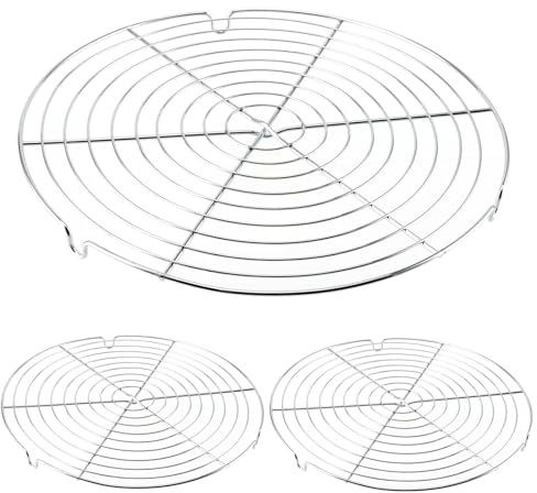 YIXNSW 3 Stück Kuchengitter Abkühlgitter Kuchengitter Rund 30,5cm Rundes Kuchengitter Tortenkühler Rund Silber zum Gleichmäßigen und Schnellen Backen und Kühlen von Kuchen