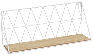 LOLAhome Estante geométrico Blanca de Metal y Madera de 48x12x20 cm