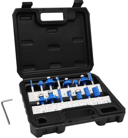 WAIZHIUA Router Bit Set - 15Pcs 1/4 Inch Shank Carbide Tipped Router Bits, Professional Woodworking Mixed Milling Saw Cutter Tool & Storage Case, for Edging, Trimming, Grooving