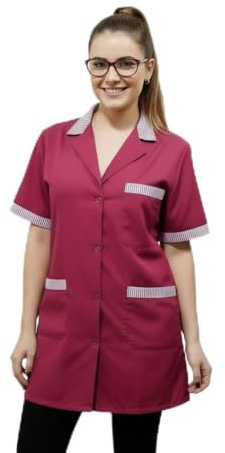 Camice da lavoro donna,casacca alimentari,colf,cameriera ai piani maestra asilo (bordeaux, L)
