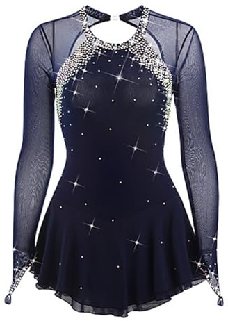 LIUHUO Skating Skirt Lady's Skating Costume Girls Simple Generous Figure Skating Dress Women Navy