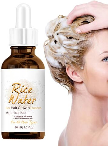 Acqua di riso per la crescita dei capelli, Siero all'acqua di riso fermentata, Siero per la crescita del cuoio capelluto per capelli secchi danneggiati, diradamento e perdita di capelli