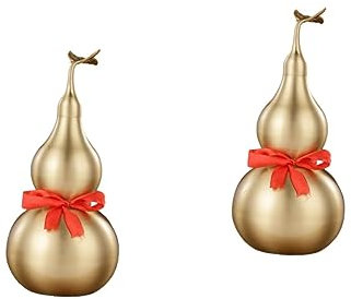 Alipis 2pcs Brass Gourd Ornament Chinese Gourd Decor Wealth Statue Collectable Craft for Home Decor