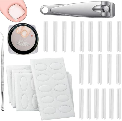 27Pcs Ingrown Toenail Corrector Set, 2-in-1 Cuticle Sticks, Stainless Steel Cuticle Pusher Tool with 5 Sheet, Pain-Free Toenail Straightener, Pedicure Nail Art Care for Fingernails Toenails Manicure