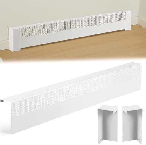 Tandefio 5 ft Baseboard Heater Cover with End Caps Heater for Radiators Galvanized Steel Easy Slip on for Hydronic and Electric Base Board Heaters Covers with Large Small Holes