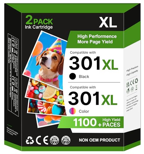 Glliter 301 301 XL druckerpatronen für HP 301 druckerpatronen für HP 301xl schwarz Kompatibel für HP Envy 4500 5530 4504 5534 4502 Deskjet 2540 4630 2544 1510 Officejet 4630 4632 (1 Schwarz 1 Farbe)