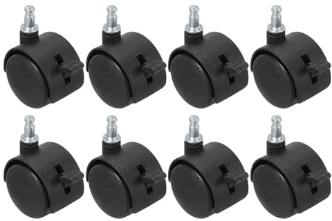 PATIKIL Rotelle Per Sedia Ufficio Sostituzione 7x15mm 8 Pezzi 1.5 Nylon Rotelle Mobili Ufficio Resistente Con Ruota Universale Per Pavimento Legno Duro Moquette Nero (Attacco Con Freni)