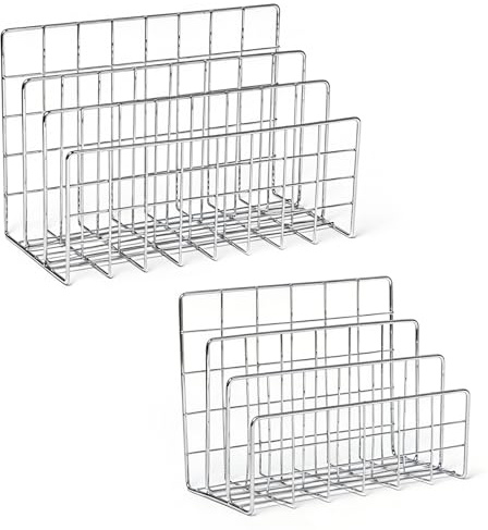 Keboyoe 2 Pezzi Portadocumenti in Ferro Magazine Storage Rack Rack di Riempimento Verticale di File in Ferro 3 Griglia Supporto per Documenti Portariviste Sorter Mail Organizer per Posta,Libri,Brochur