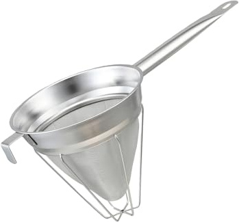 304 Stainless Steel Conical Strainer with Long Handle, China Cap, Fine Meshes, Bouillon Sieve for Kitchen Cooking Food