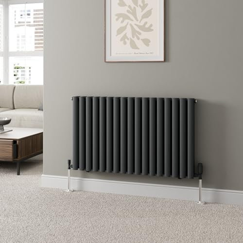 DuraTherm® 600 x 1020mm Anthracite Horizontal Designer Radiator Double Column Oval Tube Modern Central Heating Panel Bathroom Radiators