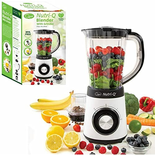 Quest Nutri-Q 34790 Blender & Grinder / 1.5L Blender Jug / 2 Speed Settings/Dishwasher Safe Parts/Safety Locking System/Makes Healthy Smoothies & Shakes/BPA Free / 500W