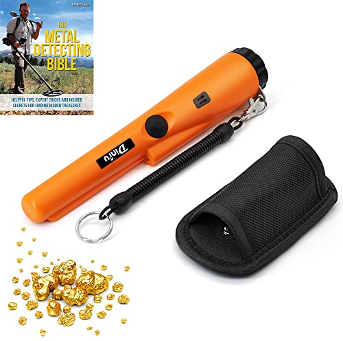 Dinfu Detector de Metales para Portatil Impermeable Detectores Mano Pinpointer Alta Precisión Sensibilidad Naranja