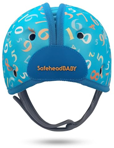 SafeheadBABY Award-Winning Infant Safety Helmet Baby Helmet for Crawling Walking Ultra-Lightweight Baby Head Protector Expandable and Breathable Toddler Head Protection Helmets - Numbers Blue